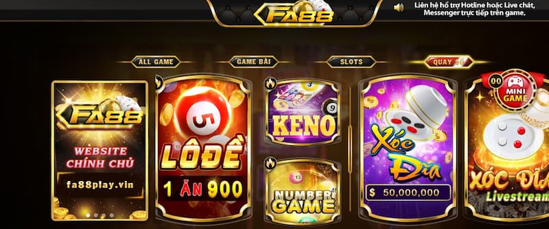 Fa88 - Game Bài Đổi Thưởng Đẳng Cấp Nhất Châu Á 7 Game quay số hấp dẫn