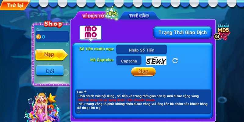 Cá Xèng cổng game bắn cá máy xèng online đổi thẻ hàng đầu 7 Nạp tiền vào cổng game